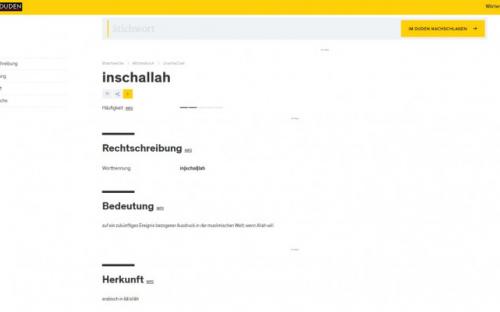 In Sha Allah en el diccionario alemán